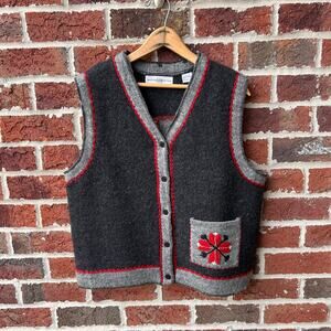 Vintage Marisa Christina Cute Holiday Skiing Wool Sweater Vest Sz L